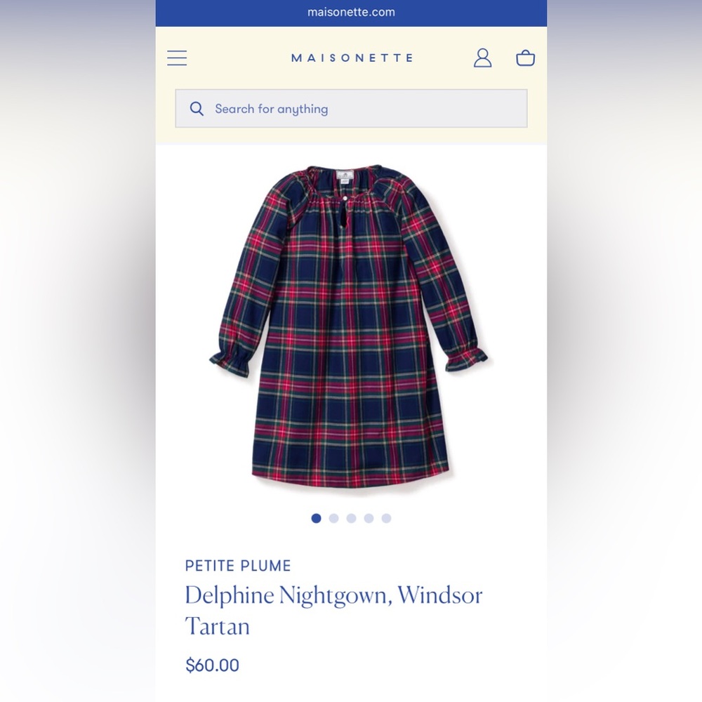 NWT PETITE PLUME
Delphine Nightgown, Windsor Tartan